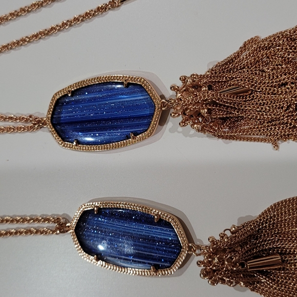 Two Kendra Scott Navy Dusted Glass Rayne Necklaces - Picture 12 of 12